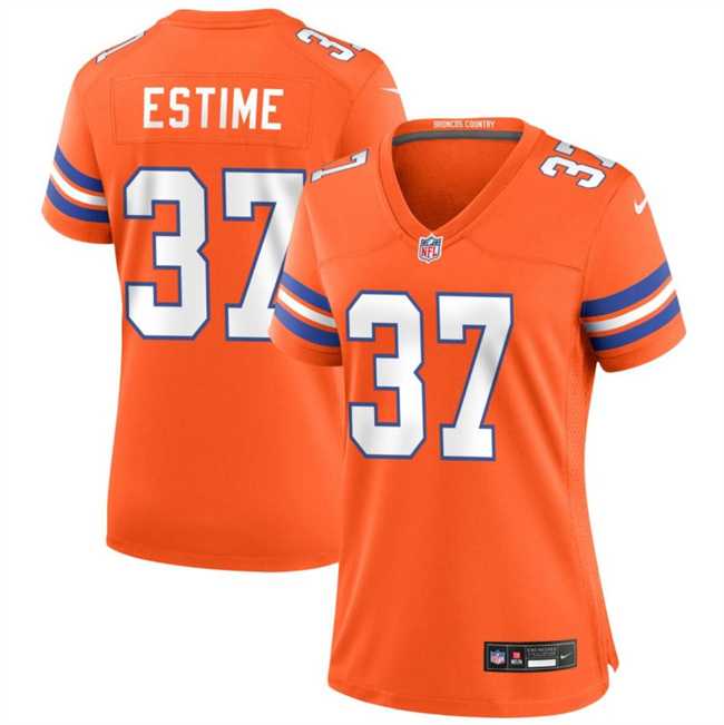 Womens Denver Broncos #37 Audric Estime Orange Mile High Collection 1977 Throwback Football Stitched Jersey Dzhi